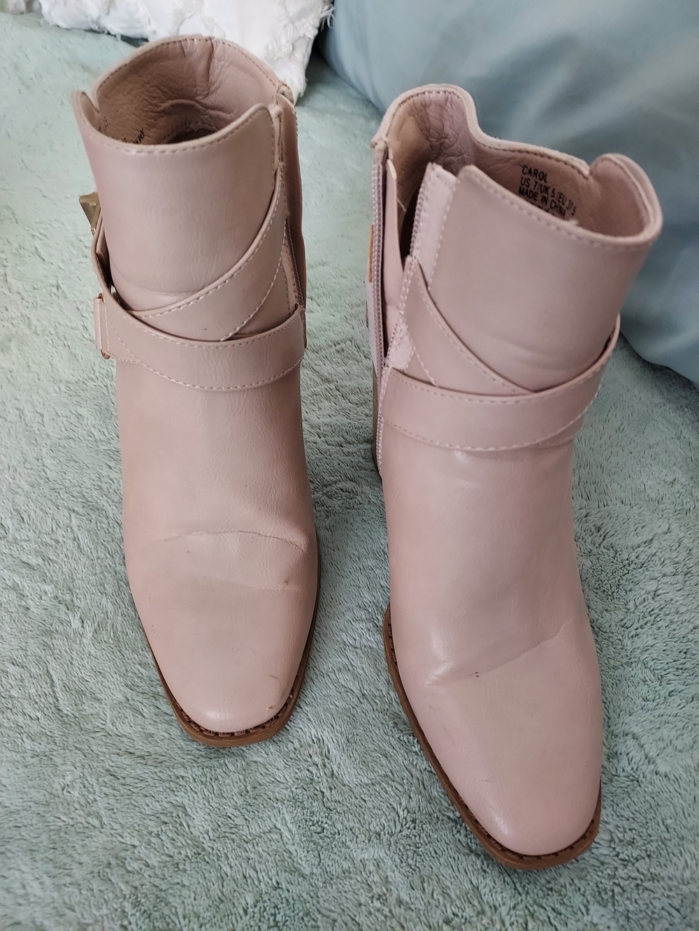 Women’s Ankle Boots - Blush Pink Leather Size 7.5 Like New